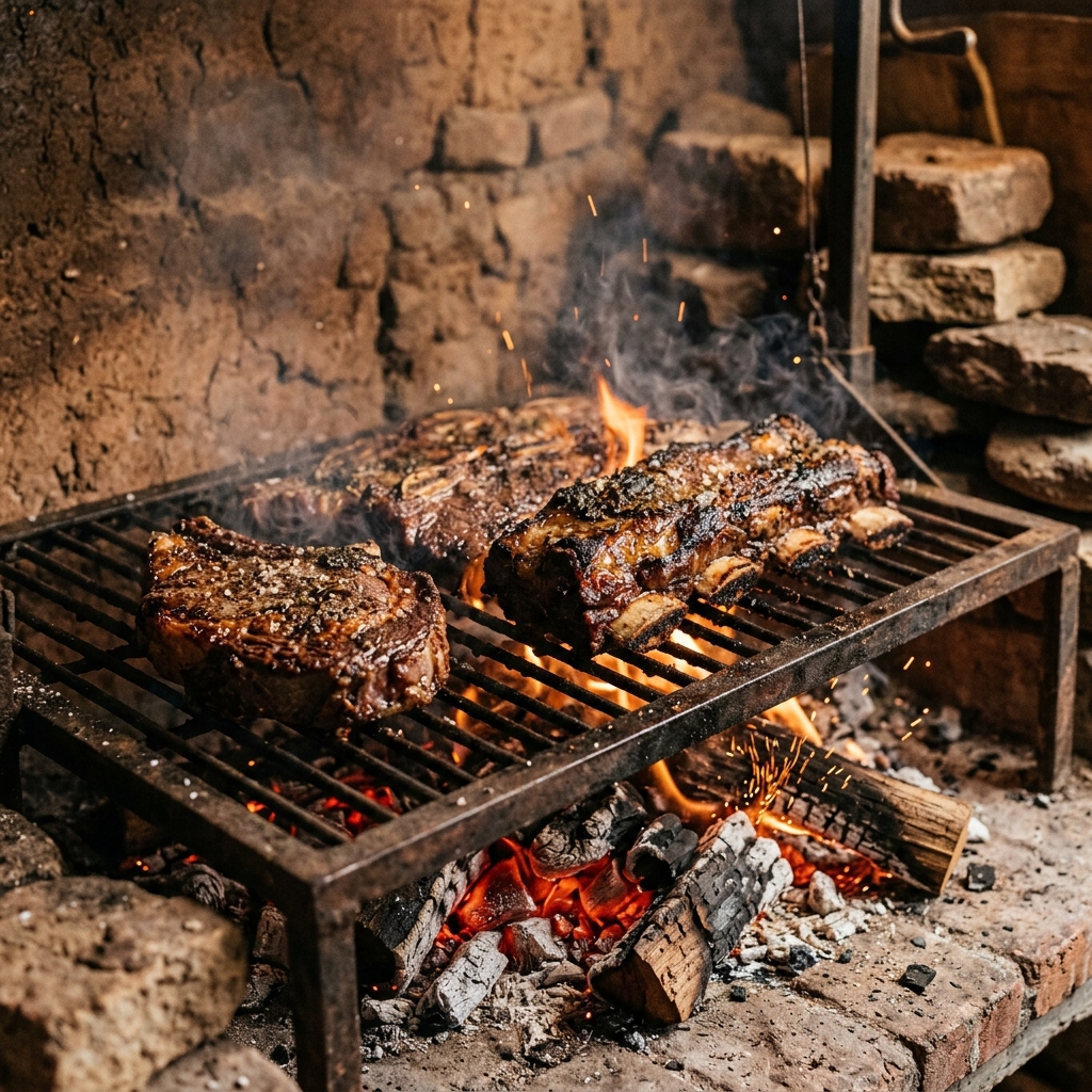Asado argentino a fuegos abiertos de Lumo
