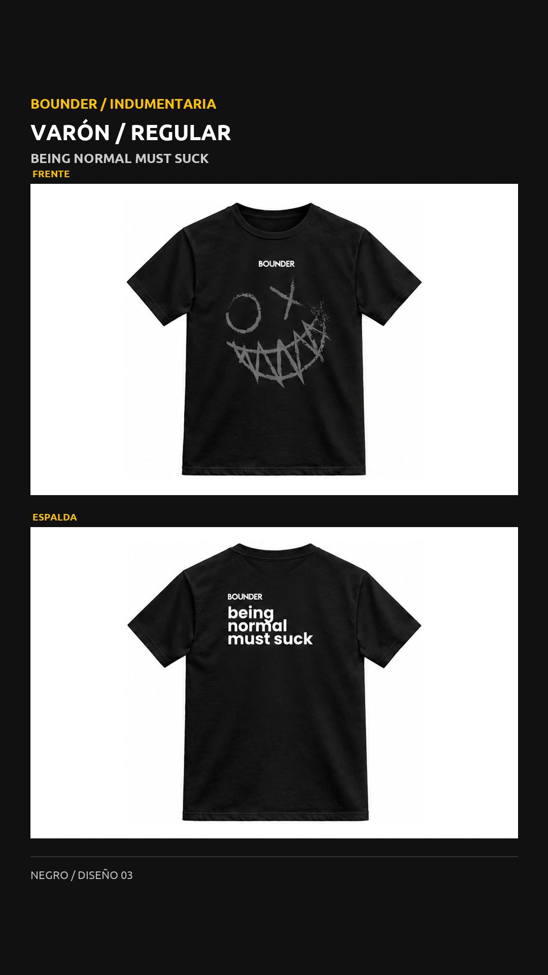 Remera Bounder regular, diseño Cara, vista de frente y espalda